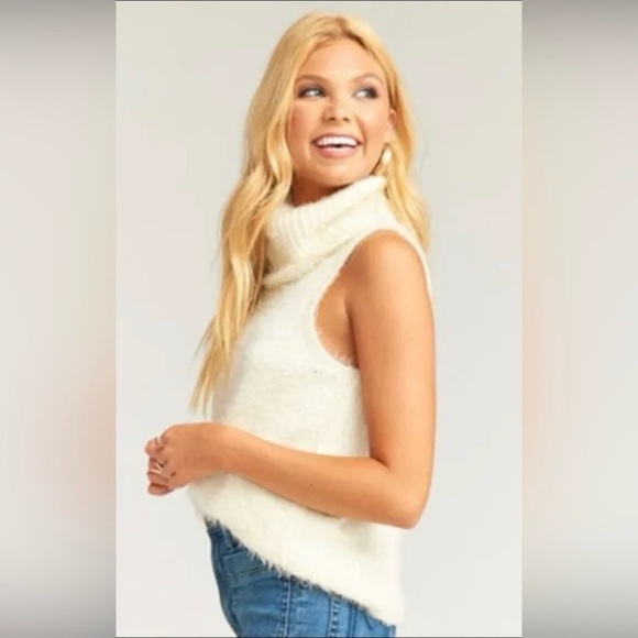 Show Me Your MuMu Cream Cowl Neck Sleeveless Sweater Sz-Small - Picture 6 of 6